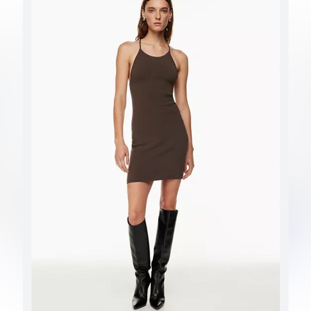 NWOT babaton Anderson backless Brown dress M